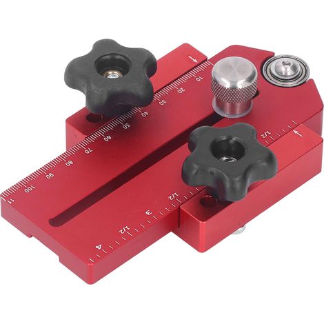 Guide linéaire en aluminium rouge pour scie sur table, coulissant et réglable, butée de précision rétractable, accessoire de fixation pour coupe, lot unique (1/5)