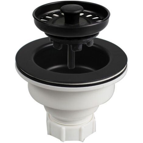 BONDE À Panier Noir pour ÉVIER DE Cuisine. Finition Mat. Qualité ABS Haute densité très résistant et Simple à Installer sur Tout Type et Style d'éviers - INOX, Résine, Quartz. Plastique et (1/4)
