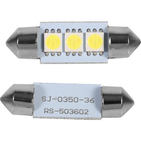 10 Soffittenlampen (36 mm, 12 V, 3 SMD 5050 LEDs) für die Innenraumbeleuchtung im Auto, weiß (1/5)