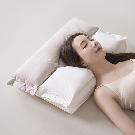 Oreiller de sommeil amovible à double couche avec noyau interne lavable, triple soutien cervical et traction (hauteur : basse) (1/5)