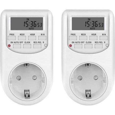 Timer programmabile, presa timer 230V 10A, interruttore timer digitale, spina UE (2 pezzi)