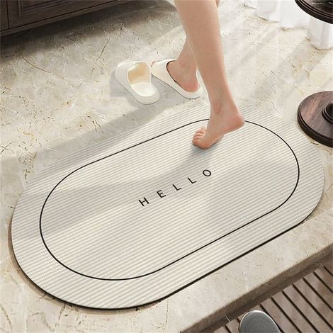 40x60cm Tapis de Bain en Pierre de diatomite antidérapant Anti moisissure Rapide sèche Tapis de Bain en Pierre Minimaliste Ellipse diatomée Tapis de Douche Absorbant en Caoutchouc Tapis de Bain (1/4)