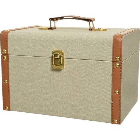 Deko Koffer Beige & Braun 28 x 18 cm - Kunststoff