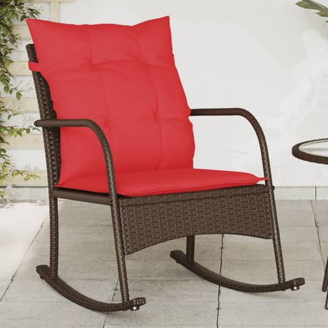 vidaXL Chaise à bascule de jardin avec coussins marron résine tressée (1/5)
