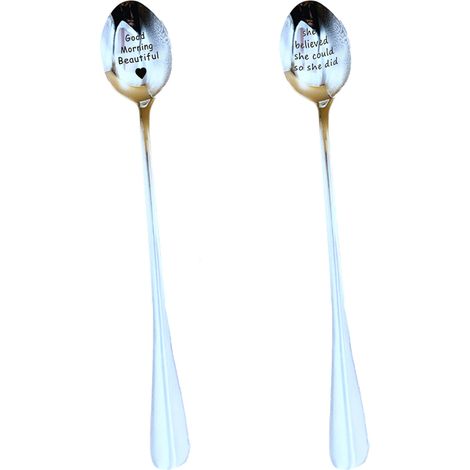 1 cuillère à café en acier inoxydable, gravure personnalisée, manche élégant, résistant au lave-vaisselle, idéal pour couple (1/5)