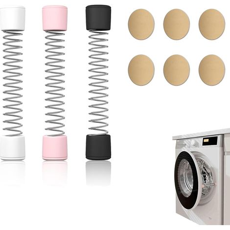 Support de Porte de Machine à Laver magnétique avec 3 Supports et 6 plaques magnétiques, Noir/Blanc/Rose, Facile à Installer (1/5)
