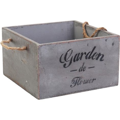 Mittelgroßer Vintage-Gartentopf aus Holz mit Griffen (1/5)