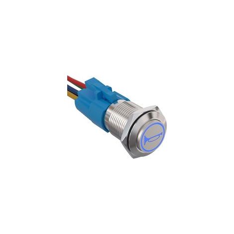 1 Hupen-Druckknopfschalter, 16 mm, blaue LED, 12 V, IP65 wasserdicht, Edelstahl, für Auto, LKW, Boot (1/5)