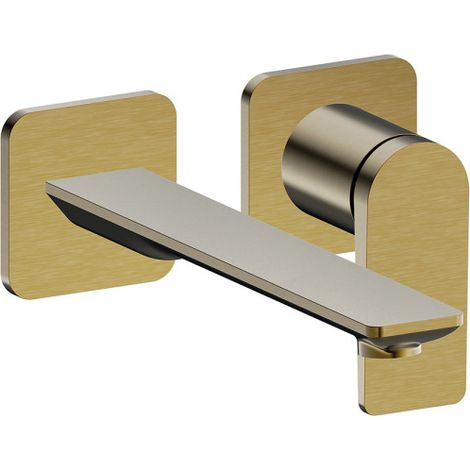 Façade lavabo mitigeur large 2 trous or brosse - CRISTINA ONDYNA BA25996P