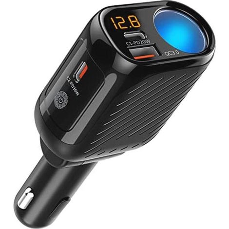 Cargador de coche de 120 W tipo C - Cargador de coche USB C 4 en 1 con voltímetro LED (1/5)