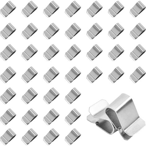 40 Pièces Pince en U Métal pour Grille Clip U à Ressort en Acier Clips Câble Solaires,Clips de Fil Métallique,Acier Inoxydable, pour Grille Solaires Photovoltaïques Panneau,21x12mm,Argenté (1/5)