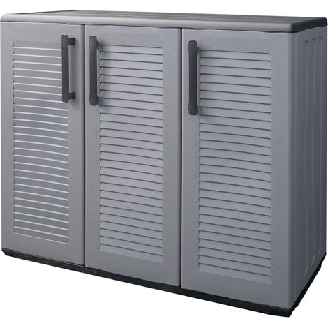 Armario de almacenaje de jardín PP gris y negro 102x37x84 cm vidaXL (1/5)