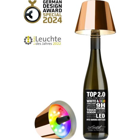 Sompex Top 2.0, lampada per bottiglie ricaricabile rame