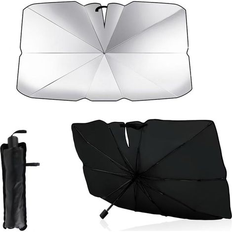 Pare-soleil pour voiture pare-brise avant 140 x 80 cm, Mise à niveau 2025 Structure pliante à 10 os Pare-soleil de pare-brise, Pliable Protection UV Pare-soleil d'été avec housse de (1/5)