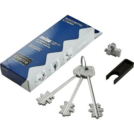 Blocchetto Universale MIA per Serrature DIERRE - con 3 Chiavi Diritte 92 mm (1/5)