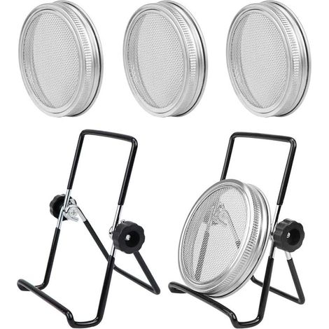 Kit de Couvercle de Pot de Germination,4 Pièces Couvercles de germination en Acier Inoxydable (1/5)