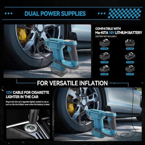 Compresseur Portable Compatible Makita 18V – Gonfleur Sans Fil Pour Pneus – Métal