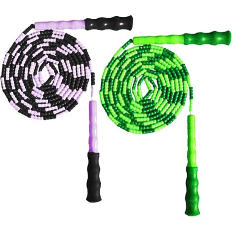 Lot de 2 cordes à sauter en perles segmentées, longueur réglable, anti-emmêlement, sans nœuds