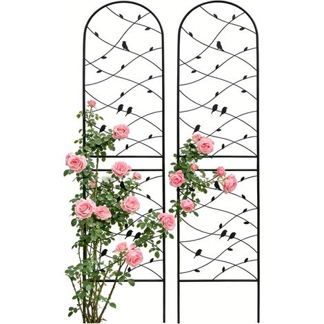YOSE LIFE Rankgitter 2er Set, Klettergitter aus Metall für Kletterpflanzen, Sichtschutzgitter Schwarz für Balkon & Terrasse, Wandspalier mit elegantem Design H220cm