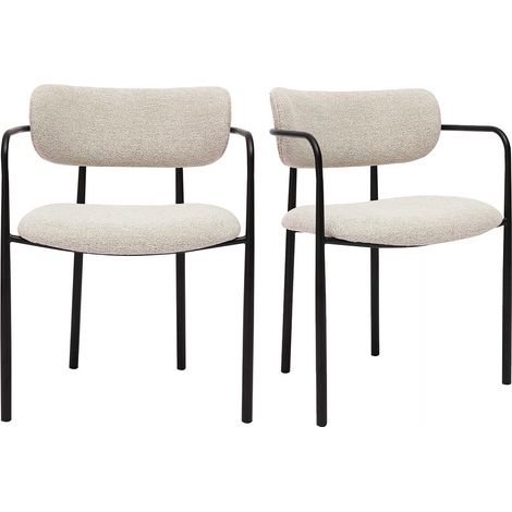 Sedie in tessuto beige testurizzato e metallo nero (set di 2) SWIFT