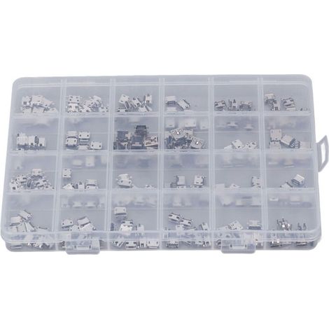 Lot 240 connecteurs micro USB inox 1 rangée – Prises femelles USB – Pour réparation et assemblage électronique (1/5)