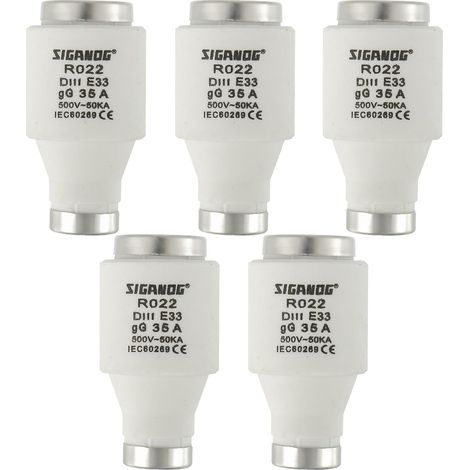 Neozed-Sicherungen, DIII-Keramiksicherungen, Typ gG, 35 A, 500 V AC für Kabel- und Leitungsschutz, 5er-Packung (1/5)