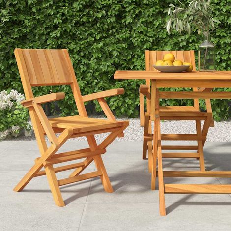 vidaXL Sedie da Giardino Pieghevoli 2pz 55x61x90cm Legno Massello Teak