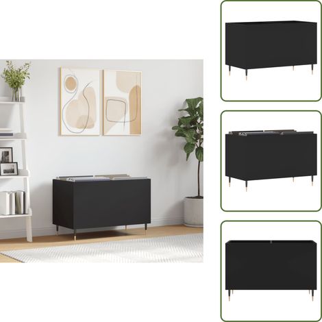 Armoire à disques noir 74,5x38x48 cm bois d'ingénierie - Meuble Vinyle - Armoire Disque - Rangement Musique - Étagère Vinyl - Support Lp (1/5)