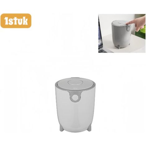 Mini poubelle - Poubelle de bureau - Modèle à ouverture par Push- Convient pour la cuisine, la chambre et la salle de bain - Large ouverture et fond renforcé - Grijs (1/5)