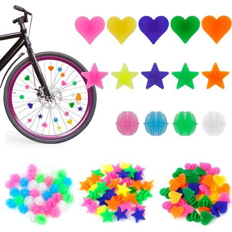 Lote de 210 cuentas para radios de bicicleta, decoración para radios de bicicleta, accesorio de cuentas para bicicleta de niña, clip colorido para radios de bicicleta para niñas y niños (1/5)
