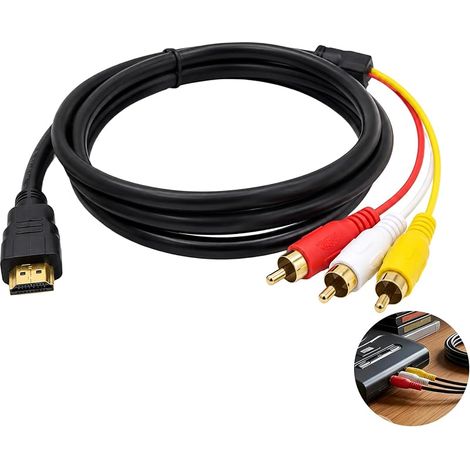 Adaptateur HDMI vers 3 RCA, câble AV 1,5 m, noir, 1 pièce (1/5)