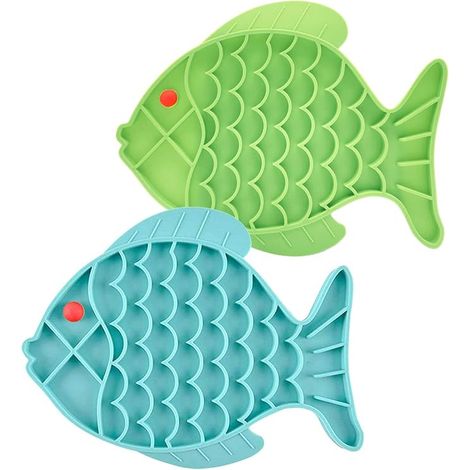 Filiyano-Gamelle pour chat à alimentation lente, lot de 2 tapis à lécher en forme de poisson pour chats (1/5)