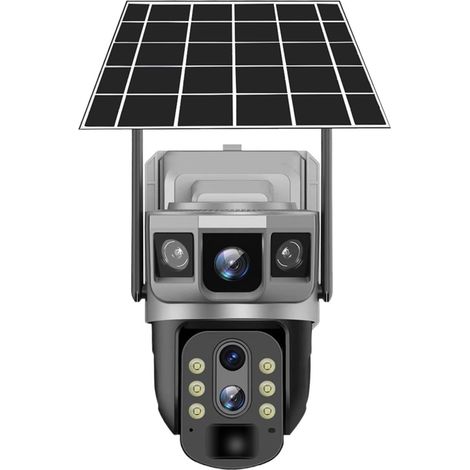 Caméra IP Solaire 4MP 6K 4G, Surveillance CCTV, Zoom numérique 10X, Moniteur extérieur étanche, détection de Mouvement PIR, Vision Nocturne(4G Camera) (1/5)