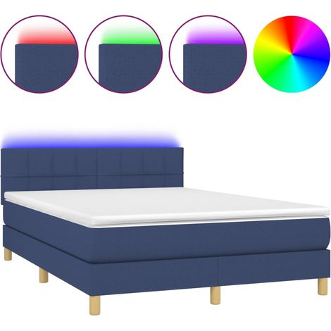 Maison Exclusive - Boxspringbett mit Matratze & LED Blau 140x190