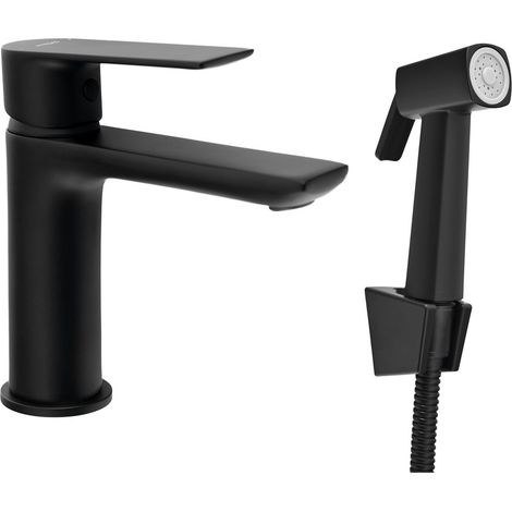 Mitigeur de lavabo avec douche de bidet, noir (1/4)