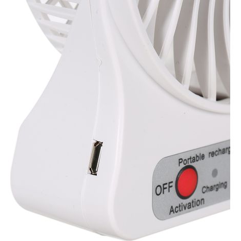 Ventilateur de bureau portable rechargeable avec lumière LED, mini ventilateur de bureau, chargement USB, refroidisseur d'air, 3 modes de vitesse, éclairage LED, fonction de refroidissement (blanc) (1/5)