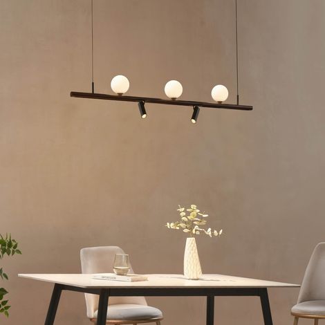 Schwarze Hängeleuchte mit Magnetsystem 3 Kugeln und 2 LED-Spots 19W - Lyne (1/5)