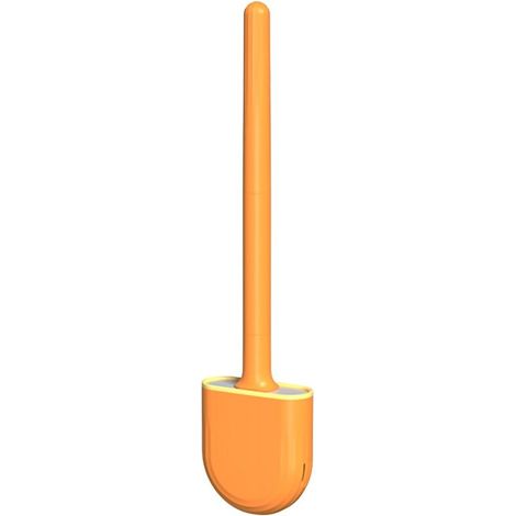Brosse WC murale mini avec manche amovible, couleur orange vif.-AquaForge