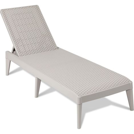 Toomax Numana Lettino prendisole da esterno grigio talpa, sdraio reclinabile in 4 posizioni con finitura effetto rattan, 60x186x29h cm, in plastica resistente anti UV, per esterni, terrazza e piscina