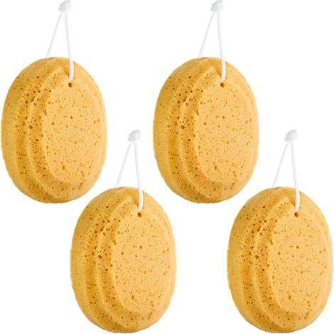 Lot de 4 éponges de bain douces exfoliantes en mousse pour le corps et la douche, idéales pour la salle de bain. (1/5)