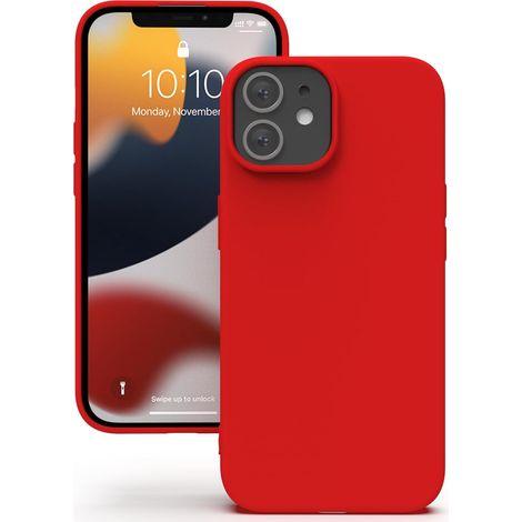 Coque en silicone pour iPhone 12 Pro, douce au toucher, antichoc, anti-poussière, antidérapante, protection intégrale pour iPhone 12 Pro rouge. (1/5)