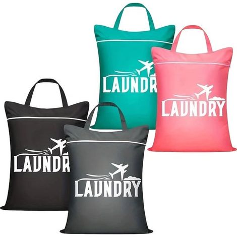 Juego de 4 bolsas grandes para ropa sucia de viaje,Impermeables con asas,Aptas para uso en seco y húmedo,Para trajes de baño,ropa de lavandería (1/5)