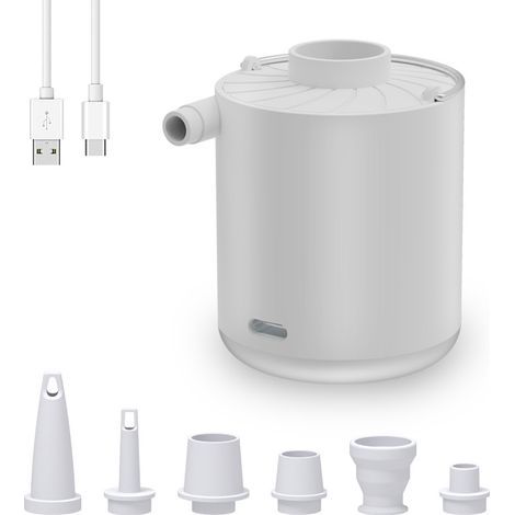 Gonfleur Électrique Rechargeable, Pompe à air Portable avec Lumière LED, Gonfleur/Dégonfleur avec 5 Buses pour Matelas Gonflable, Piscine, Bouée, Bateau Pneumatique, Anneau de Natation (1/5)