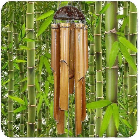 Carillon éolien en bambou, son agréable, décoratif pour le jardin et le balcon (1/2)