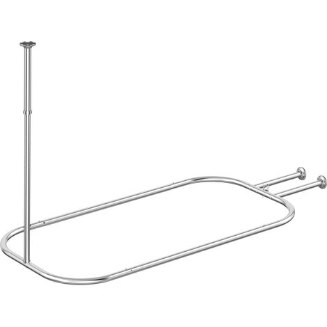 Tringle à rideau de douche carrée de forme carrée très résistante qui ne rouille pas, 148,1 x 61 cm pour baignoire sur pied, pour baignoires autoportantes chromées (1/5)