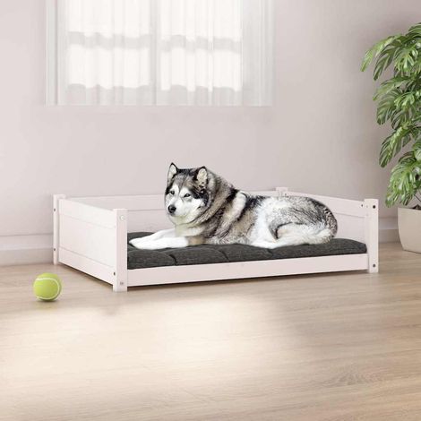 Lit pour chien Blanc 105,5x75,5x28 cm Bois de pin solide (1/5)