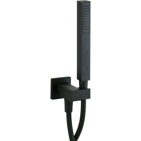 Verstellbares Duschset, quadratisches Modell, mattschwarze Farbe mit Wasseranschluss Mamoli Mendini 0000PO40012K  matt-schwarz