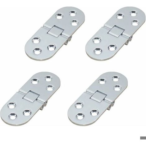 4 charnières pour table pliante, charnières plates pour porte d'armoire, charnières en zinc à bord arrondi pour table pliante de machine à coudre