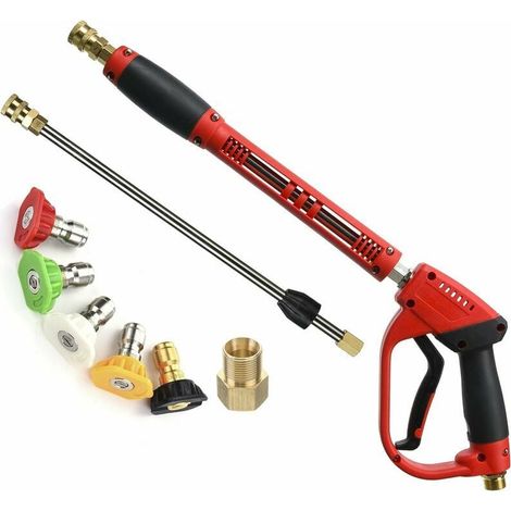 Pistolet Pour Nettoyeur Haute Pression - 5000 PSI - Raccord M22 - Extension 40 Pouces - 5 Embouts - Compatible Essentiellement Tous Modèles (1/5)