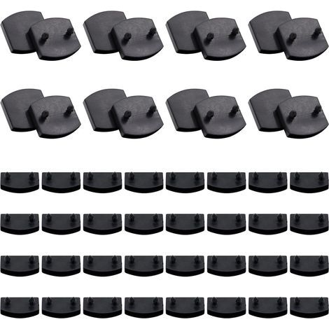 CCYKXA 48 Pcs Slat End Caps for Bed Base, 32 Feet for Slatted Bed Base, 16 Black Supports for Center and End Caps for 5.2cm - 5.4cm Bed Slats
